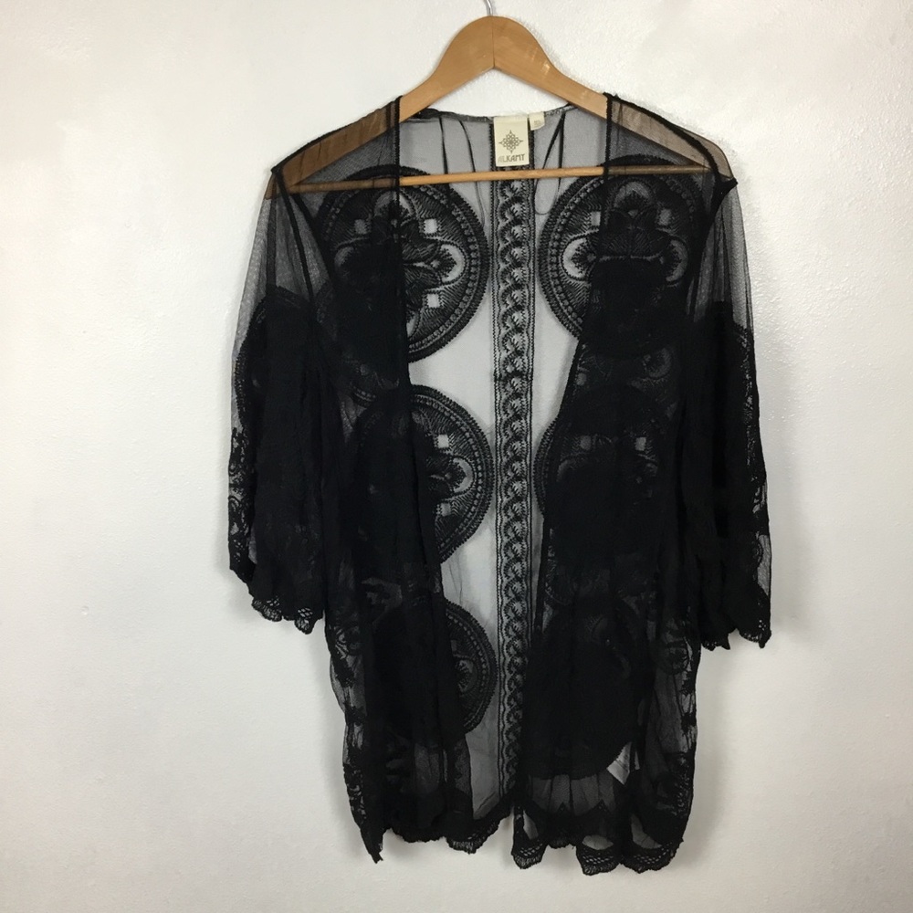 Black Goth Boho Lace Mandalla Witchy Cardigan by ALKAMY size M/L